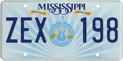 MS license plate ZEX198