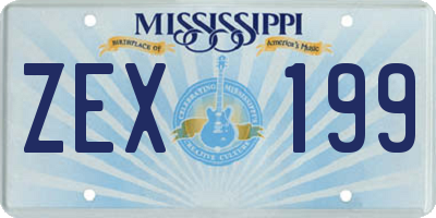 MS license plate ZEX199