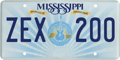 MS license plate ZEX200