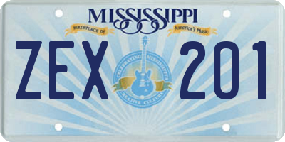 MS license plate ZEX201