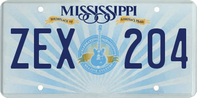 MS license plate ZEX204