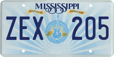 MS license plate ZEX205