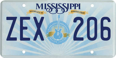 MS license plate ZEX206