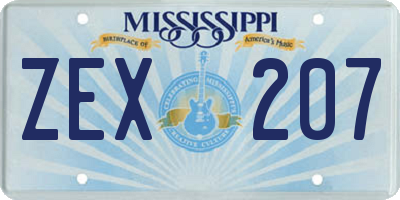 MS license plate ZEX207