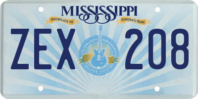 MS license plate ZEX208