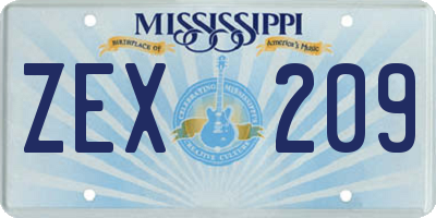 MS license plate ZEX209