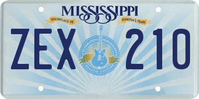 MS license plate ZEX210