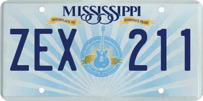 MS license plate ZEX211