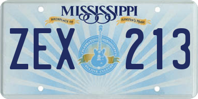 MS license plate ZEX213