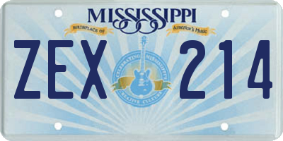 MS license plate ZEX214
