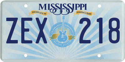 MS license plate ZEX218