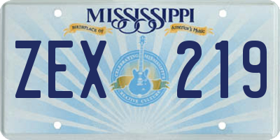 MS license plate ZEX219