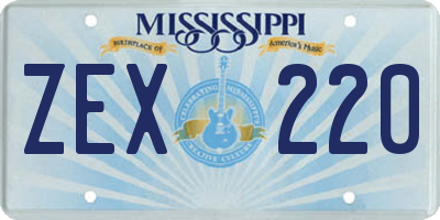 MS license plate ZEX220
