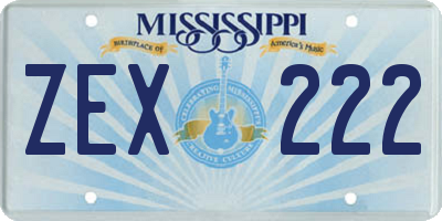 MS license plate ZEX222