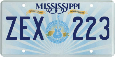 MS license plate ZEX223