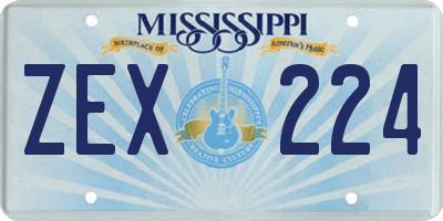 MS license plate ZEX224
