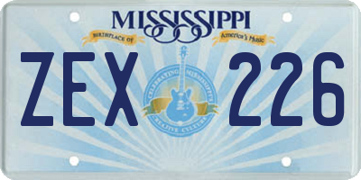 MS license plate ZEX226