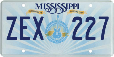 MS license plate ZEX227