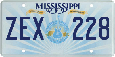 MS license plate ZEX228