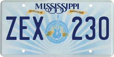 MS license plate ZEX230