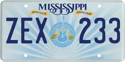 MS license plate ZEX233