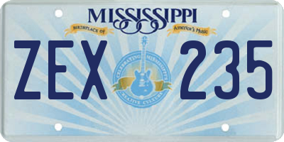 MS license plate ZEX235