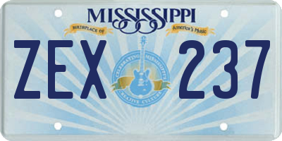 MS license plate ZEX237