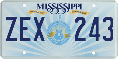 MS license plate ZEX243