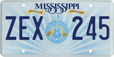 MS license plate ZEX245