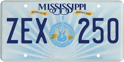 MS license plate ZEX250