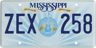 MS license plate ZEX258