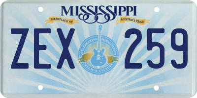 MS license plate ZEX259