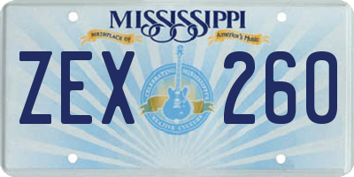MS license plate ZEX260