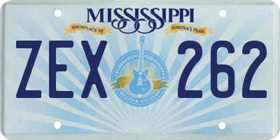 MS license plate ZEX262