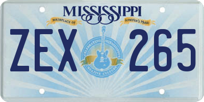 MS license plate ZEX265