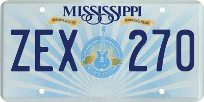 MS license plate ZEX270