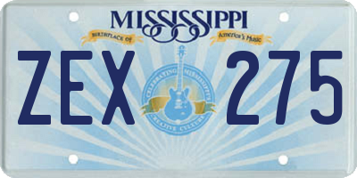 MS license plate ZEX275