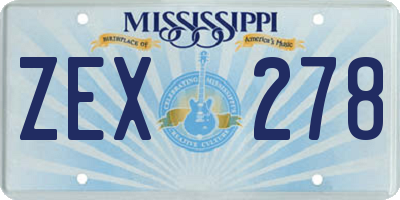 MS license plate ZEX278