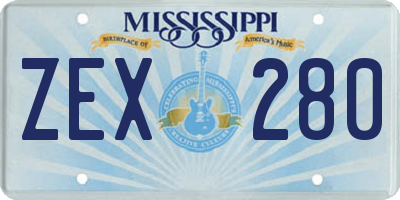 MS license plate ZEX280
