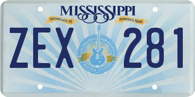 MS license plate ZEX281
