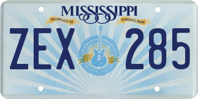 MS license plate ZEX285