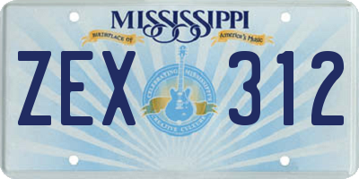 MS license plate ZEX312