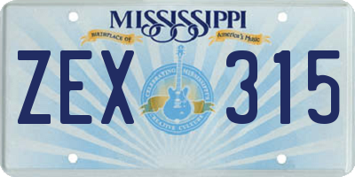 MS license plate ZEX315