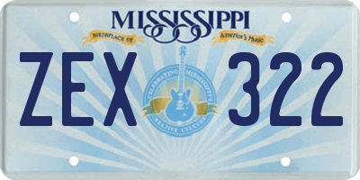 MS license plate ZEX322