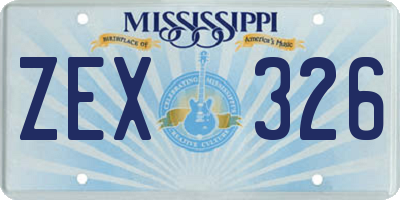 MS license plate ZEX326