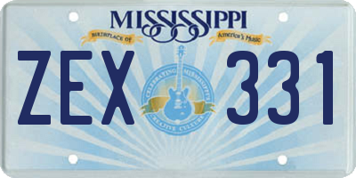 MS license plate ZEX331