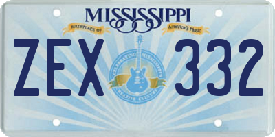 MS license plate ZEX332
