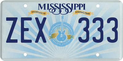 MS license plate ZEX333