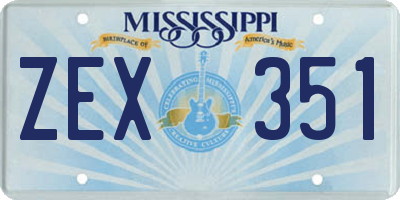 MS license plate ZEX351