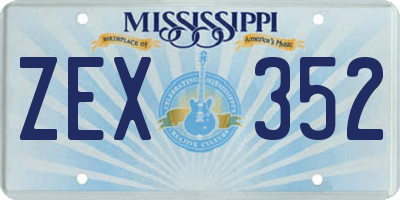 MS license plate ZEX352